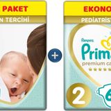 Prima Premium Care Bebek Bezi Beden:1 + Beden:2 130 Adet Yeni Dogan Seti Ekonomik Pk