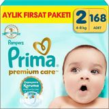Prima PremiumCare Bebek Bezi Aylık Fırsat Paketi 2 Numara 168 Adet Bez