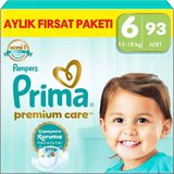 Prima PremiumCare Bebek Bezi Aylık Fırsat Paketi 6 Numara 93 Adet Bez