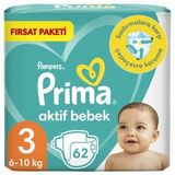 PRİMA Prima Aktif Bebek Fırsat Paketi Cırtlı Bebek Bezi 3 Numara