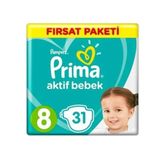 PRİMA Prima Aktif Bebek Fırsat Paketi Cırtlı Bebek Bezi 8 Numara