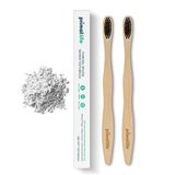 Primal Life Organics - Kömür diş fırçası, kömür ve bambudan yapılmıştır, biyolojik olarak çözünebilir, BPA içermez, çocuklar ve yetişkinler için mükemmel, geri dönüştürülebilir, diş eti ve dişlere nazikçe masaj yapar, sıfır atık diş fırçası, (2'li paket)