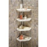 Primanova Beyaz Yaylı Banyo Köşe Rafı Suya Dayanıklı Malzeme ile Modern Stil Sunuyor