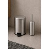 Primanova Cigo Compact 2'li Banyo Seti 3 Lt Çelik Çöp Kovası + Tuvalet Fırçası - Metalik