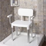 Primanova Kaymaz Paslanmaz Banyo Sandalye Tabure Beyaz Renkli Güvenli Kullanım İçin Yumuşak Taban