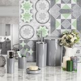 Primanova Lenox 5'li Banyo Aksesuar Set Gri Plastik Materyal ile Şık ve Modern Tasarım