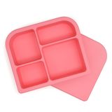 PrimaStella Snacktainer™ Silikon 4 Bölmeli Bento Kutusu - Çocuklar ve Yetişkinler için Sızdırmaz Beslenme Kutusu - BPA İçermez (Mercan Pembesi)