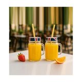 Prime 2 Adet Pipetli Kapaklı Cam Kupa England Kupa Bardak 490 ml - 0 - Siyah - Option-1