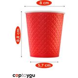 Prime 25 Adet Kırmızı Tek Kullanımlık Çift Duvarlı Karton Bardağı 8 Oz, Küçük Kağıt Kahve Bardakları 250 Ml, Soğuk ve Sıcak Içecekler, Kırmızı - Option-1 - 0 - Siyah