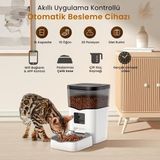 Prime 3l Wi-Fi Kameralı Akıllı Otomatik Kedi Köpek Mama Kabı Besleme Ünitesi (Sesli Komut+Çelik Kase+App Kontrol) - Beyaz