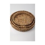 Prime 3'lü Rustik El Yapımı ve Doğal Yuvarlak Hasır Tepsi Seti, 3'lü Hasır Yuvarlak Tepsi Seti, 3 Boy Hasır Tepsi (38 * 6cm-34 * 5cm-30 * 24 * 4,5cm) - Kestane Akaju - Option-1