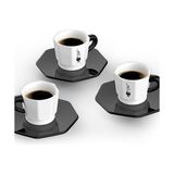 Prime - 4'lü Espresso Fincan Seti - Sekizgen Tasarım - Siyah Beyaz Karma Renk - Porselen - 2'si 1 Arada - 0,1 kg