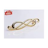 Prime 5'li Parlak Altın Dekoratif Kulp 96 mm – Modern & Zarif Mobilya Kulpu (5’li Paket) | 566/096/13 - 1BW-Beyaz - Ahşap