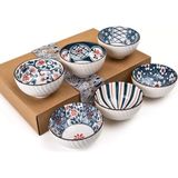 Prime 6'lı Desenli Porselen Kase Seti 320 Ml, Çorbalık, Kahvaltılık, Atıştırmalık Kase Hediyelik Kutulu,çok Renkli, FAN06 - Option-1 - Var