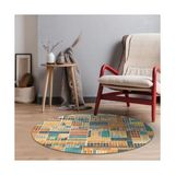 Prime Abela Kadife Kaymaz Pamuk Tabanlı Yıkanabilir Antibakteriyel Yuvarlak Salon Halısı 160X160 - 374-Yeşil