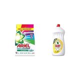 Prime Ariel Aqua Pudra Dağ Esintisi Toz Çamaşır Deterjanı Renklilere Özel 7 kg & Fairy Ultra Hızlı Sıvı Bulaşık Deterjanı Limon ve Limonu, 1500 ml - 0,5 gr