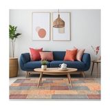 Prime Asene Patchwork Şönil Kaymaz Doğal Pamuk Tabanlı Yıkanabilir Antibakteriyel Çevre Dostu Salon Halısı 100X150 - 374-Yeşil