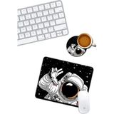 Prime Astronot ve Uzay Temalı Mouse Pad ve Bardak Altlığı Set - Option-1 - 0002 - Beyaz