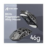 Prime Attack Shark R3 Magnezyum Alaşımlı Kablosuz Gaming Mouse – 46G Ultra Hafif, Pixart PAW3395 Sensör, 8k Tepki Hızı, Bt/2.4g/kablolu Üçlü Mod, 26000 Dpı, Windows/xbox/ps Uyumlu - Silver Grey
