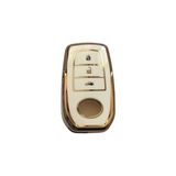 Prime Autohan Keys C-Hr, Camry, Corolla, Prius, Prado, Rav4, Hilux ile Uyumlu Anahtar Kılıfı (Beyaz-Altın) - 0-Koyu Mavi - Option-1