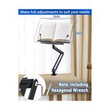 Prime Ayarlanabilir Masa Kenarı Kitap ve Tablet Standı – 360° Dönebilen, 87.5cm Yükseklik Ayarlı, Kelepçeli Metal Kol, Şeffaf Akrilik Panel, Kitap Okuma, Tablet, iPad ile Uyumlu | P87 - Option-1