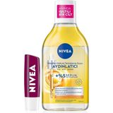 Prime Aydınlatıcı Micellar Makyaj Temizleme Suyu 400ML ve Nemlendirici Böğürtlen Dudak Bakım Kremi 4,8gr,cilt Bakım Seti - Option-1