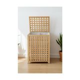Prime Bambu Çamaşır Sepeti 62X45 cm Kulplu Taşınabilir Bezli - Option-1 - 0 Siyah