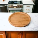 Prime Bambu Lüx Yuvarlak Servis 20 * 20CM, Sunumluk & Çerezlik Sunum Tabağı - Option-1 - 51R-Turuncu
