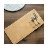 Prime Bambu Peynir Sunum Tabağı, 3 Parça Peynir Bıçağı ve Çatalı Seti, Toplam 4 Parça, Doğal ve Şık Bambu Peynir Tabağı, Kaliteli Sunum Seti 38X19 cm Ebatlarında - Option-1