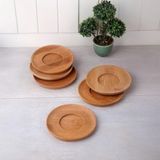 Prime Bambu Yuvarlak Çay Tabağı Bardak Altlığı 6 'lı Set, Dekoratif Bambu Altlık - Kestane Akaju - Option-1