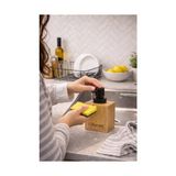 Prime Barotti Modern Doğal Bambu Kare Sıvı Sabunluk, Lüks Tasarım Banyo ve Mutfak Sabun Dağıtıcı, Dayanıklı Kübik Tasarım, Siyah Pompalı - 0,25 gr