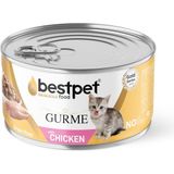 Prime Bestpet Yavru Gurme Kediler Için, Tahılsız, Jöle Içinde Tavuk Parça Etli Yaş Mama, 85 gr x 12 Adet