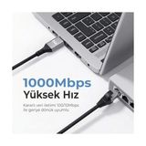 Prime Bix C6C01 Usb-C To 1000MBPS Gigabit Ethernet Dönüştürücü Cat6 Kablo 1 Metre Thunderbolt 3/4/5, Mac/windows/ipad/ Uyumlu