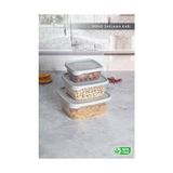 Prime Box Kare Sızdırmaz Kapak Saklama Kabı 3'lü Set Gri - 0 Siyah - Option-1