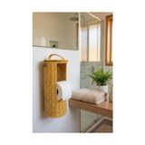 Prime Buffer Hasır Görünümlü Plastik Tuvalet Kağıdı Standı, Askılı Kapaklı Wc Kağıtlık, Yedekli Banyo Organizer, 37X17 cm - 000-Siyah