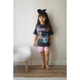 Prime Butik Bambi Desenli Kız Çocuk 2li Şortlu Takım - Mor - Açık Pembe - 4 - 5 Yaş