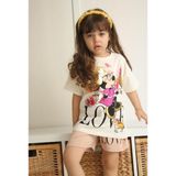 Prime Butik Love Yazılı Kız Çocuk Şortlu Takım Alt Üst Takım - Açık Kahverengi - Ekru - 4 - 5 Yaş