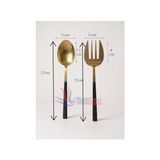 Prime Büyük Boy Çelik Servis Kaşığı Servis Çatalı 27 cm 2li Set, Altın - Option-1