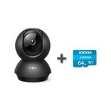 Prime C211 2k 3mp Yatay ve Dikey Ev Güvenliği Wi-Fi Kamerası, Gece Görüşü, IP66 Su Geçirmez, Siyah Renk + 64GB Kioxia Microsd Bellek - Ahşap