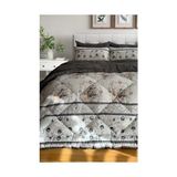 Prime Çift Kişilik 4 Yastık Kılıflı Çift Taraflı Desenli Uyku Seti-Kanaviçe - 001-Renkli - 100 x 100 cm