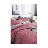 Prime Çift Kişilik Çift Taraflı Nevresim Takımı -Düz Battal Çarşaflı -Gül Kurusu/gri - 001-Renkli - 100 x 100 cm