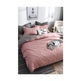 Prime Çift Kişilik Çift Taraflı Nevresim Takımı - Lastikli Çarşaflı -Pudra/gri - 001-Renkli
