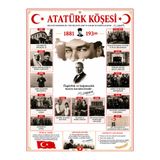 PRİME Concept Atatürk Köşesi Eğitim Posteri Kronolojik Hayatı 50x70 cm vinil branda Türk Bayrağı Okul ve Sınıf Duvar Panosu