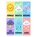 PRİME Concept KOÇ STÜDYO 50x70 cm Hava Durumu Eğitici Okul Posteri – Güneşli Bulutlu Yağmurlu Karlı Sınıf Panosu