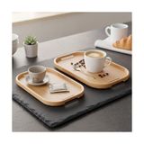 Prime Dikdörtgen Bambu Servis Tepsisi, 2'li Set, 33X22 cm ve 40X28 cm | Dikdörtgen Bambu Tepsi - Kestane Akaju - Option-1