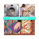 Prime Dizayn Aron Desenli Kadife Pamuk Tabanlı Yıkanabilen Kaydırmaz Antibakteriyel Salon Halısı 140X200 - 374-Yeşil