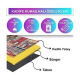 Prime Dizayn Brandi Desenli Kadife Pamuk Tabanlı Yıkanabilen Kaydırmaz Antibakteriyel Salon Halısı 160X230 - 374-Yeşil
