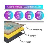 Prime Dizayn Irla Desenli Kadife Pamuk Tabanlı Yıkanabilen Kaydırmaz Antibakteriyel Salon Halısı 80X300