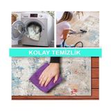 Prime Dizayn Laray Desenli Kadife Pamuk Tabanlı Yıkanabilen Kaydırmaz Antibakteriyel Salon Halısı 200X300