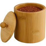 Prime Doğal Bambu Ahşap Baharatlık – Kapaklı Silindir Saklama Kabı | 9X10 cm El Yapımı Mutfak Düzeni - 0,1 kg